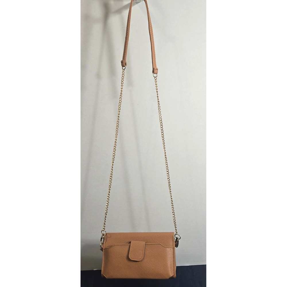 Just Solutions Brown Crossbody Shoulder & Wristlet Straps Hard Bottom mini bag